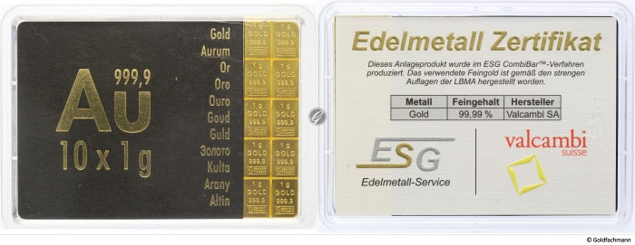 10 g Feingold Tafelbarren (10x 1g)