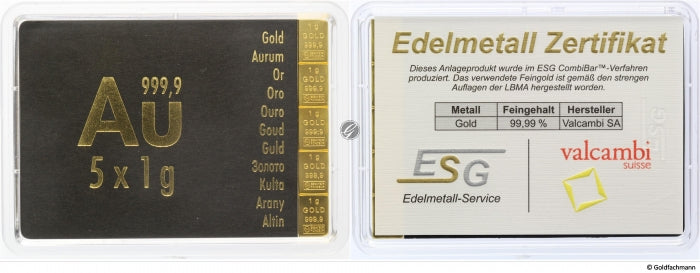 5 g Feingold Tafelbarren (5x 1g)
