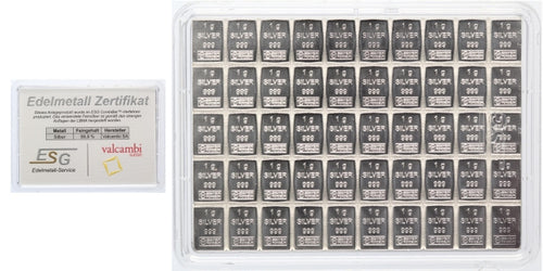 50 g Feinsilber Tafelbarren (50x1g)