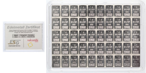 50 g Feinsilber Tafelbarren (50x1g)