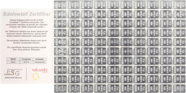100 g Feinsilber Tafelbarren (100x1g)